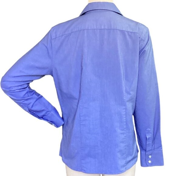 Lands' End Women's Button Front Cotton Polyester Shirt Sz M Blue 143F - Picture 4 of 7